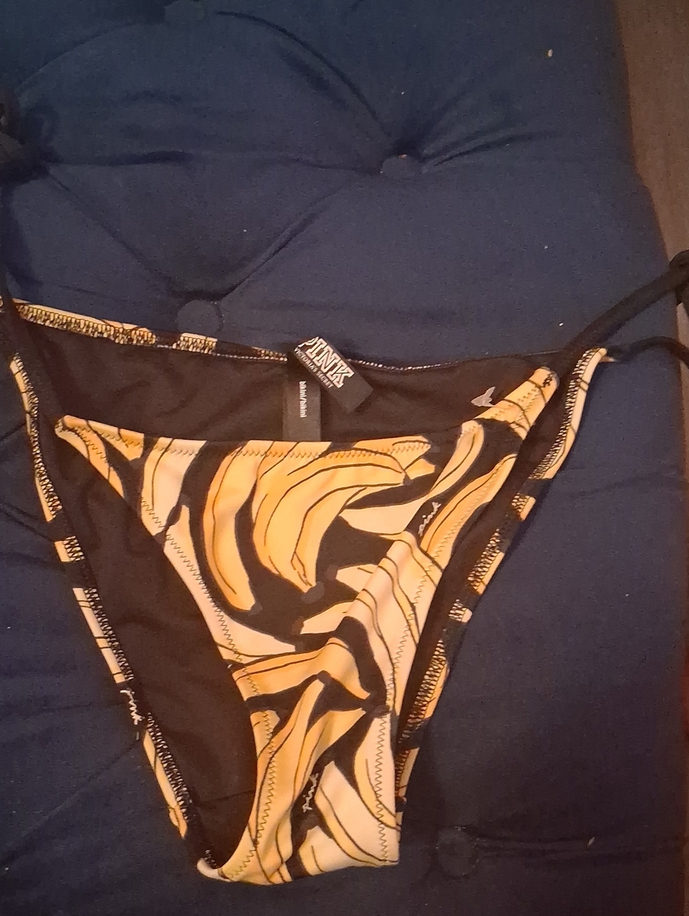 PINK Victoria's Secret Black Bikini Bottoms with Yellow Banana Print
